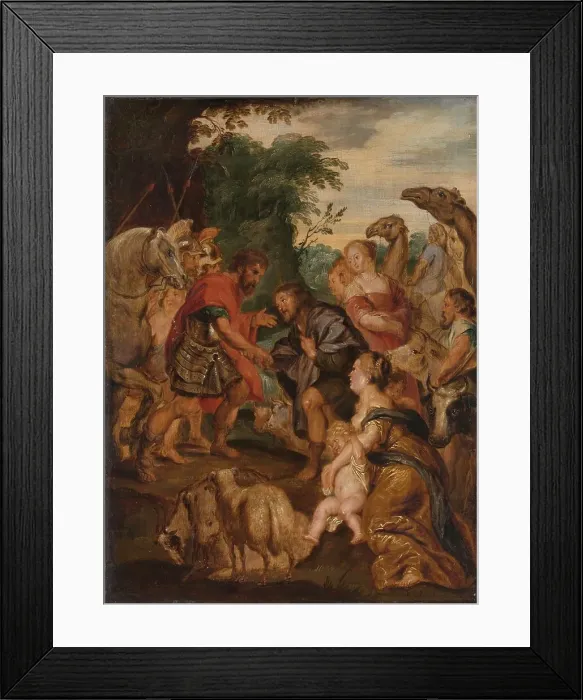 Framed Print : The Reconciliation Between Jacob and Esau, c.1628. Creator: Unknown Framed Print : The Reconciliation Between Jacob and Esau, c.1628. Creator: Unknown