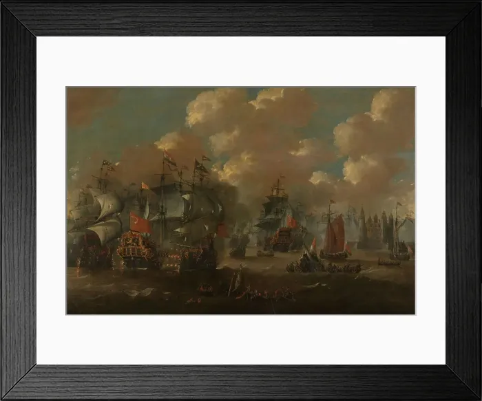 Framed Print : The Battle of the Sound with the Eendracht Engaging Two Swedish Warships, 1658, c.1670. Creator: Anon Framed Print : The Battle of the Sound with the Eendracht Engaging Two Swedish Warships, 1658, c.1670. Creator: Anon