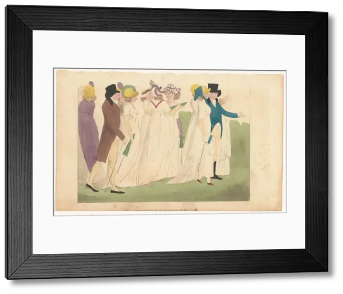 Framed Print : Magazine of Female Fashions of London and Paris: Kensington Gardens June 1798, 1798. Creator: Unknown Framed Print : Magazine of Female Fashions of London and Paris: Kensington Gardens June 1798, 1798. Creator: Unknown