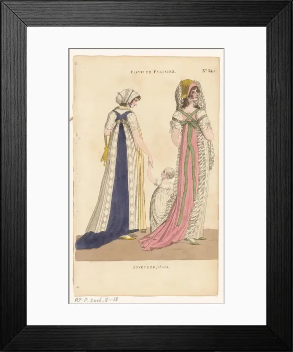 Framed Print : Magazine of Female Fashions of London and Paris, Costume Parisien, No 34.3, November, 1800, 1800. Creator: Unknown Framed Print : Magazine of Female Fashions of London and Paris, Costume Parisien, No 34.3, November, 1800, 1800. Creator: Unknown