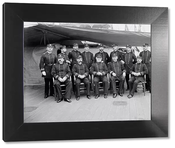 U.S.S. Miantonomoh, Capt. Montgomery Sicard and officers, between 1890 and 1901. Creator: Unknown