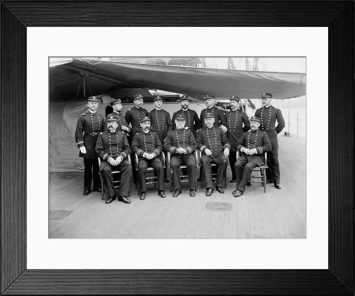 Framed Print : U.S.S. Miantonomoh, Capt. Montgomery Sicard and officers, between 1890 and 1901. Creator: Unknown Framed Print : U.S.S. Miantonomoh, Capt. Montgomery Sicard and officers, between 1890 and 1901. Creator: Unknown