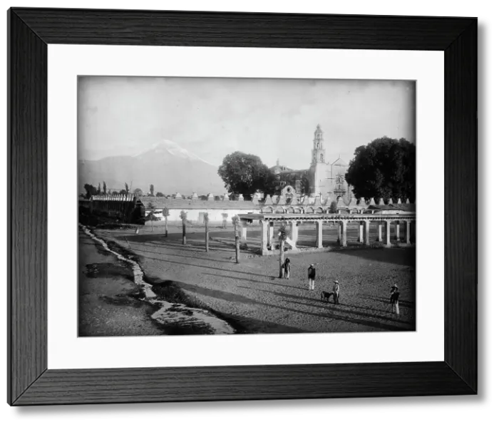 Framed Print : Popocatepetl from the plaza, Amecameca, between 1880 and 1897. Creator: William H. Jackson Framed Print : Popocatepetl from the plaza, Amecameca, between 1880 and 1897. Creator: William H. Jackson