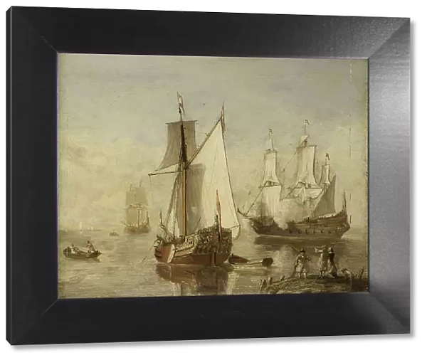 Speeljacht (Pleasure Yacht) and Warship, 1675-1699. Creator: Anon