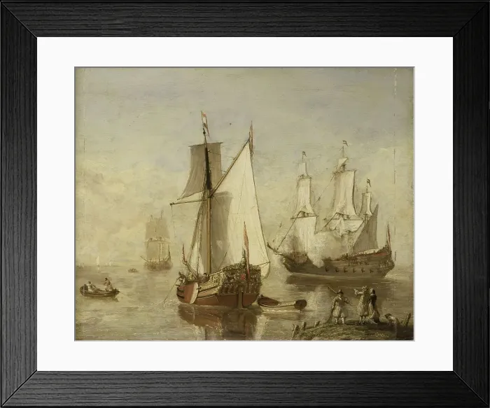 Framed Print : Speeljacht (Pleasure Yacht) and Warship, 1675-1699. Creator: Anon Framed Print : Speeljacht (Pleasure Yacht) and Warship, 1675-1699. Creator: Anon