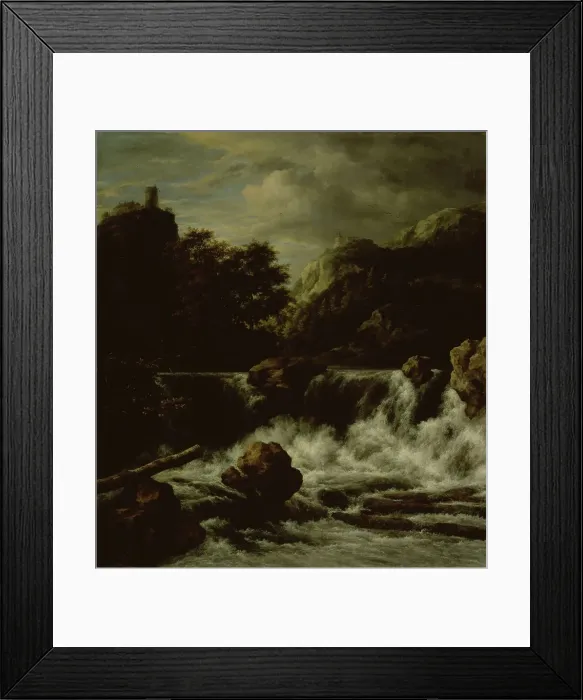 Framed Print : Mountainous Landscape with Waterfall, 1650-1682. Creator: Jacob van Ruisdael