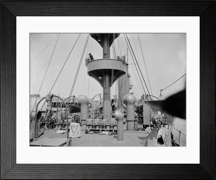 Framed Print : U.S.S. New Orleans, looking forward from quarter-deck, 1900 or 1901. Creator: Unknown Framed Print : U.S.S. New Orleans, looking forward from quarter-deck, 1900 or 1901. Creator: Unknown