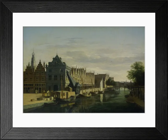 Framed Print : De Waag (Weighing House) and Crane on the Spaarne, Haarlem, 1660-1698. Creator: Gerrit Berckheyde Framed Print : De Waag (Weighing House) and Crane on the Spaarne, Haarlem, 1660-1698. Creator: Gerrit Berckheyde