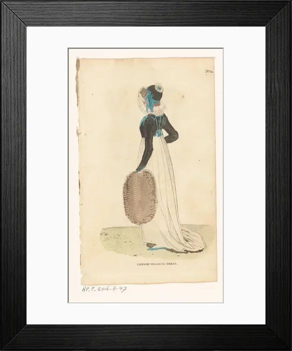 Framed Print : Magazine of Female Fashions of London and Paris, No.21. London Walking Dress, 1798-1806. Creator: Unknown Framed Print : Magazine of Female Fashions of London and Paris, No.21. London Walking Dress, 1798-1806. Creator: Unknown