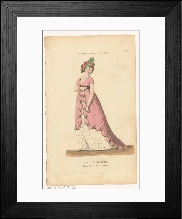 Framed Print : Magazine of Female Fashions of London and Paris, No. 6, Fashions August 1798: Paris Full... 1798. Creator: Unknown Framed Print : Magazine of Female Fashions of London and Paris, No. 6, Fashions August 1798: Paris Full... 1798. Creator: Unknown