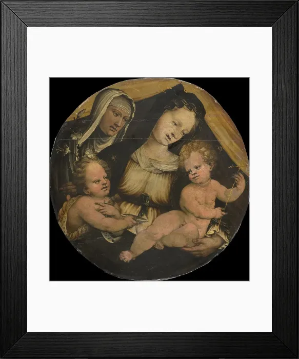Framed Print : Madonna and Child with the Infant John the Baptist and St Clara, c.1520. Creator: Anon Framed Print : Madonna and Child with the Infant John the Baptist and St Clara, c.1520. Creator: Anon