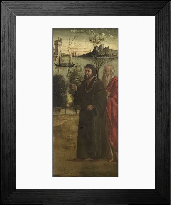 Framed Print : Two Men in a Landscape, c.1500. Creator: Anon Framed Print : Two Men in a Landscape, c.1500. Creator: Anon