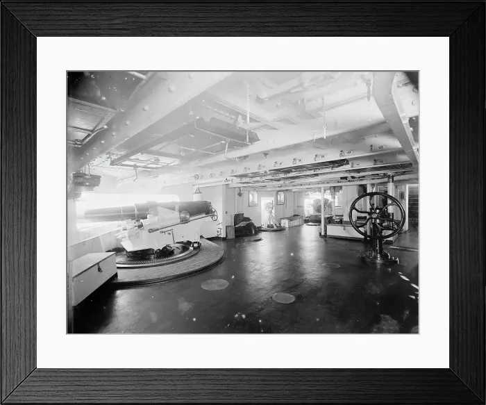 Framed Print : U.S.S. Brooklyn, gundeck, between 1896 and 1901. Creator: Unknown Framed Print : U.S.S. Brooklyn, gundeck, between 1896 and 1901. Creator: Unknown