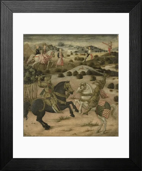 Framed Print : Legend of a Knight (end panel of a cassone), 1450-1474. Creator: Anon Framed Print : Legend of a Knight (end panel of a cassone), 1450-1474. Creator: Anon