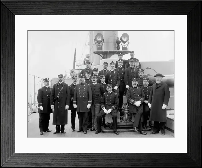 Framed Print : U.S.S. Brooklyn, Captain Cook and officers, between 1896 and 1901. Creator: Unknown Framed Print : U.S.S. Brooklyn, Captain Cook and officers, between 1896 and 1901. Creator: Unknown