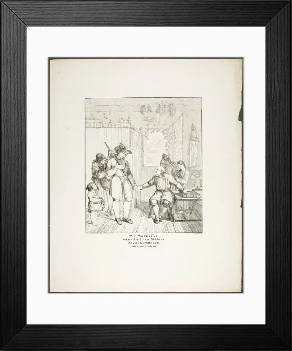 Framed Print : The Signpost, plate ten from Zehn Blätter zu Hebels Alemannischen Gedichten, 1820. Creator: Sophie Reinhard Framed Print : The Signpost, plate ten from Zehn Blätter zu Hebels Alemannischen Gedichten, 1820. Creator: Sophie Reinhard