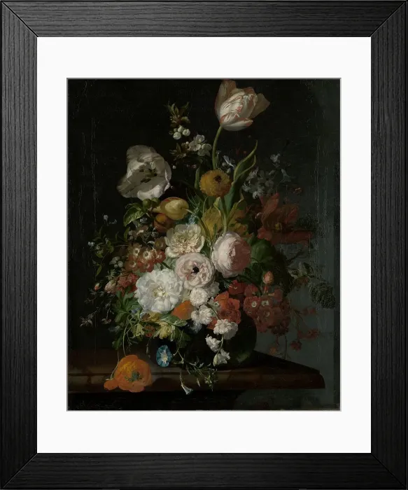 Framed Print : Still Life with Flowers in a Glass Vase, c.1690-c.1720. Creator: Rachel Ruysch Framed Print : Still Life with Flowers in a Glass Vase, c.1690-c.1720. Creator: Rachel Ruysch