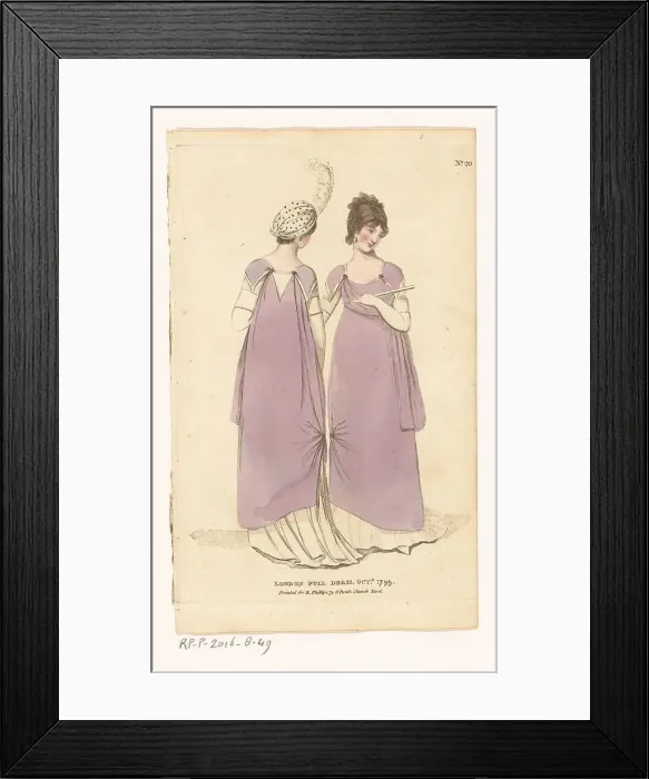 Framed Print : Magazine of Female Fashions of London and Paris, No. 20. London Full Dress. Oct. 1799, 1799. Creator: Unknown Framed Print : Magazine of Female Fashions of London and Paris, No. 20. London Full Dress. Oct. 1799, 1799. Creator: Unknown