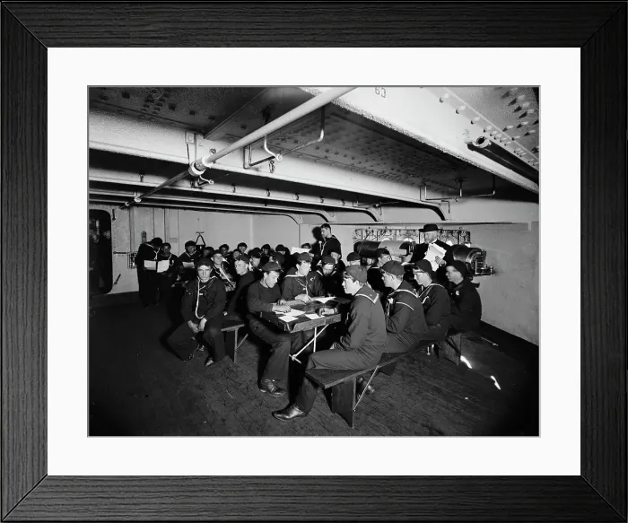 Framed Print : U.S.S. Brooklyn, apprentice boys at school, between 1896 and 1901. Creator: Unknown Framed Print : U.S.S. Brooklyn, apprentice boys at school, between 1896 and 1901. Creator: Unknown