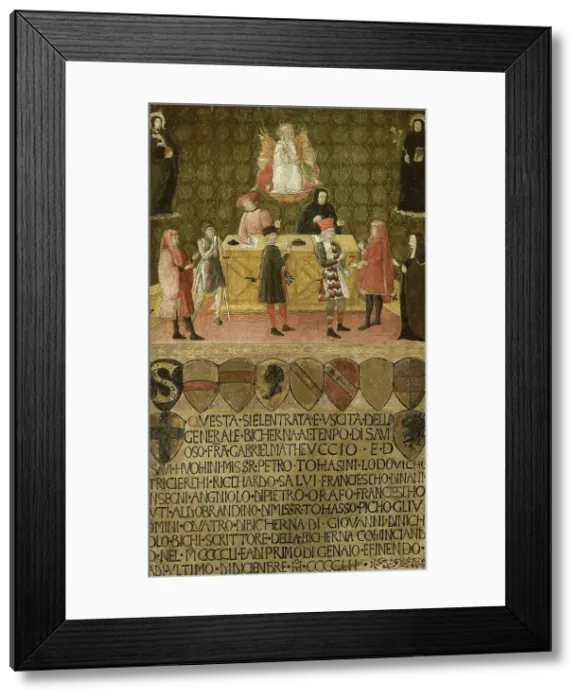Framed Print : Office of the Tax Administration (Biccherna) of Siena, 1451-1452. Creator: Anon