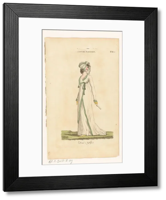 Framed Print : Magazine of Female Fashions of London and Paris. No. 28.3: Costume Parisien: Demi... 1798-1806. Creator: Unknown Framed Print : Magazine of Female Fashions of London and Paris. No. 28.3: Costume Parisien: Demi... 1798-1806. Creator: Unknown