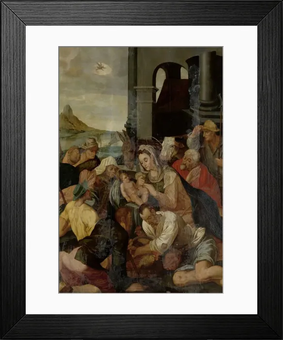 Framed Print : Adoration of the Shepherds, 1550-1599. Creator: Anon Framed Print : Adoration of the Shepherds, 1550-1599. Creator: Anon