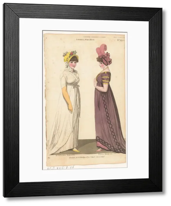 Framed Print : Magazine of Female Fashions of London and Paris, No. 29.1: London, July. 1800: Evening Dre... 1800. Creator: Unknown Framed Print : Magazine of Female Fashions of London and Paris, No. 29.1: London, July. 1800: Evening Dre... 1800. Creator: Unknown