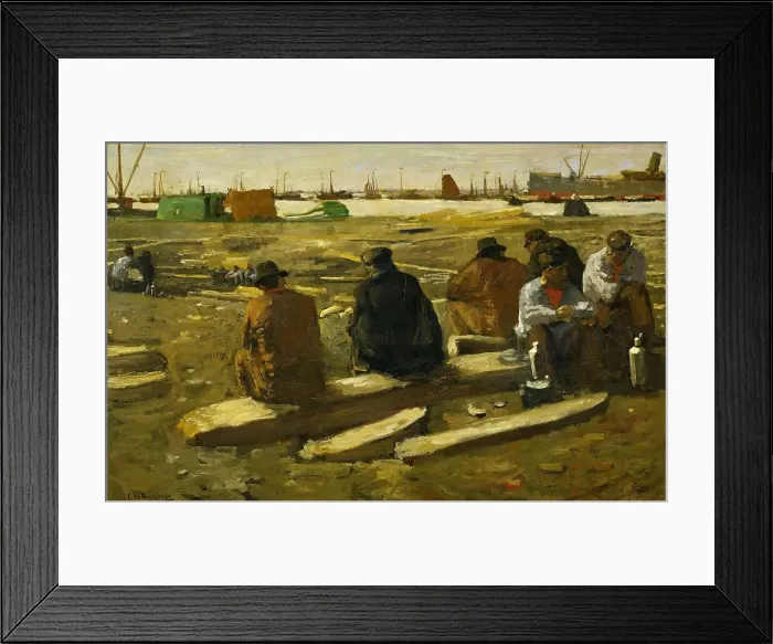 Framed Print : Lunchtime at the Building Site on the Van Diemenstraat in Amsterdam, 1897. Creator: George Hendrik Breitner Framed Print : Lunchtime at the Building Site on the Van Diemenstraat in Amsterdam, 1897. Creator: George Hendrik Breitner