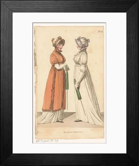 Framed Print : Magazine of Female Fashions of London and Paris. No. 29: Walking Dresses, 1798-1806. Creator: Unknown Framed Print : Magazine of Female Fashions of London and Paris. No. 29: Walking Dresses, 1798-1806. Creator: Unknown