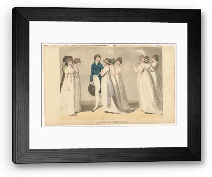 Framed Print : Magazine of Female Fashions of London and Paris: Ranelagh July 1798, 1798. Creator: Unknown Framed Print : Magazine of Female Fashions of London and Paris: Ranelagh July 1798, 1798. Creator: Unknown