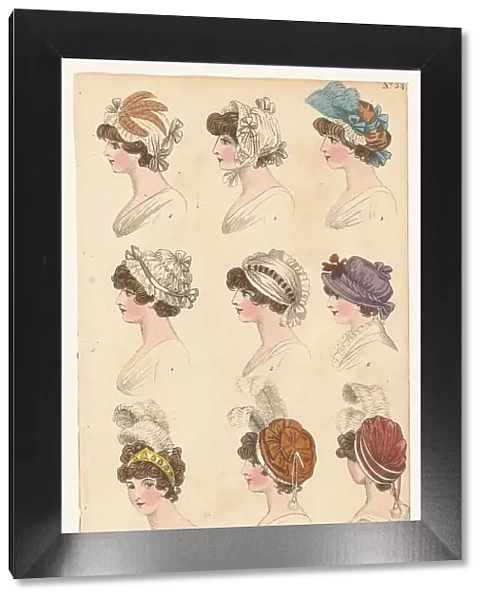 Magazine of Female Fashions of London and Paris, No.34. (?). London Head Dresses, 1798-1806. Creator: Unknown