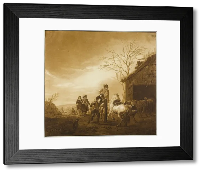 Framed Print : Horse Training, 1788. Creator: Wilhelm von Kobell Framed Print : Horse Training, 1788. Creator: Wilhelm von Kobell