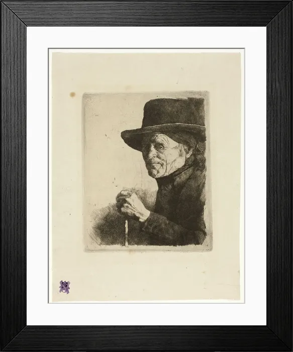 Framed Print : Old Man with a Walking Stick, 1875 / 77. Creator: Wilhelm Maria Hubertus Leibl Framed Print : Old Man with a Walking Stick, 1875 / 77. Creator: Wilhelm Maria Hubertus Leibl