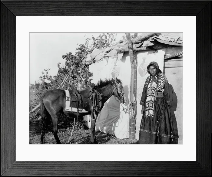Framed Print : Irene Rock, an Assinaboine [sic] schoolgirl at Fort Belknap, c1907. Creator: Unknown