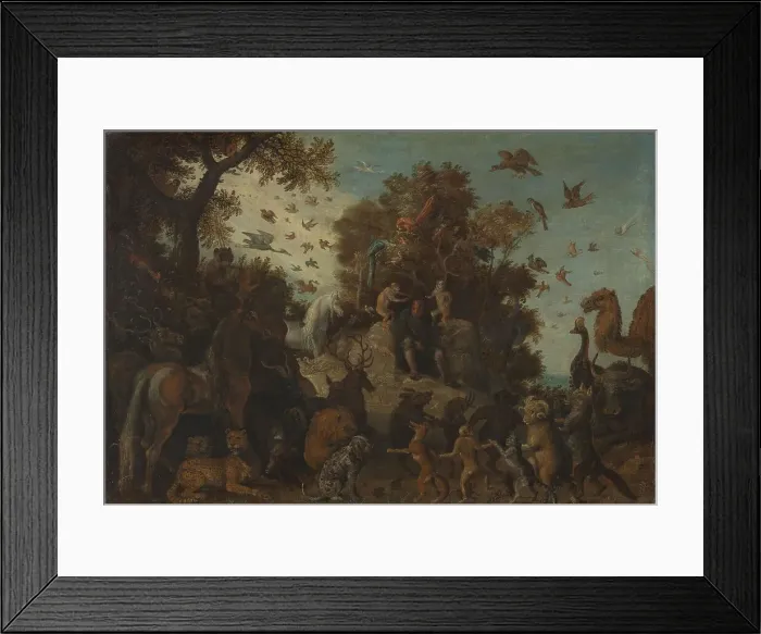 Framed Print : The poet crowned by two apes at the feast of the animals, 1623. Creator: Workshop of Roelant Savery Framed Print : The poet crowned by two apes at the feast of the animals, 1623. Creator: Workshop of Roelant Savery