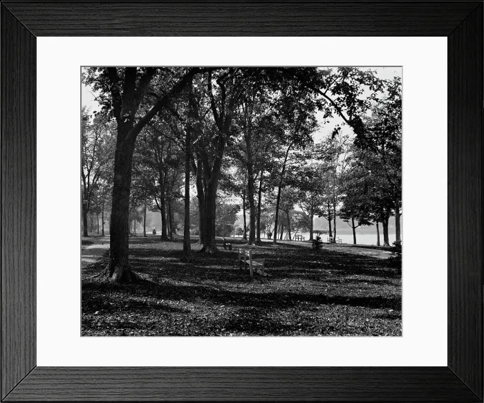 Framed Print : Riverside Park toward city, Neenah, Wis. c1898. Creator: William H. Jackson Framed Print : Riverside Park toward city, Neenah, Wis. c1898. Creator: William H. Jackson