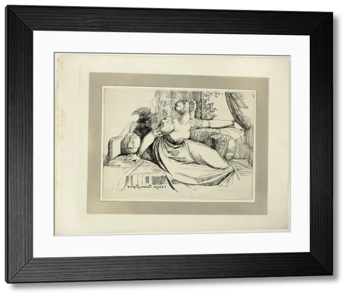 Framed Print : A Woman Sitting by the Window ('Evening Thou Bringest All”), from the first issue...pub 1803. Creator: Henry Fuseli. A Woman Sitting by the Window ('Evening Thou Bringest All”), from the first issue...pub 1803 Framed Print : A Woman Sitting by the Window ('Evening Thou Bringest All”), from the first issue...pub 1803. Creator: Henry Fuseli. A Woman Sitting by the Window ('Evening Thou Bringest All”), from the first issue...pub 1803