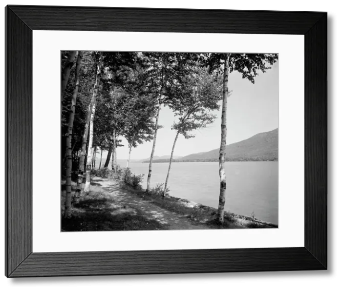 Framed Print : Along the shore at Cleverdale, Lake George, N.Y. c1907. Creator: Unknown Framed Print : Along the shore at Cleverdale, Lake George, N.Y. c1907. Creator: Unknown