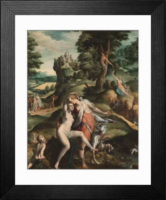Framed Print : Venus and Adonis, c.1585-c.1590. Creator: Bartholomeus Spranger Framed Print : Venus and Adonis, c.1585-c.1590. Creator: Bartholomeus Spranger
