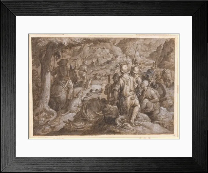 Framed Print : Men Hunting Ibexes with Hounds, 1578. Creator: Joannes Stradanus Framed Print : Men Hunting Ibexes with Hounds, 1578. Creator: Joannes Stradanus