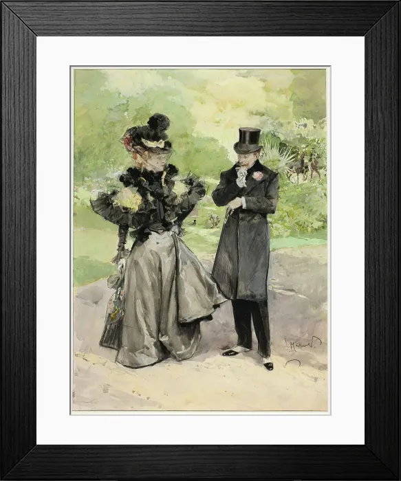Framed Print : A Man and a Woman in a Park, n.d. Creator: Ludek Marold Framed Print : A Man and a Woman in a Park, n.d. Creator: Ludek Marold