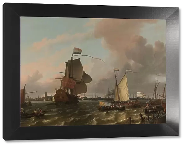 The Man-of-War Brielle on the River Maas off Rotterdam, 1689. Creator: Ludolf Bakhuizen