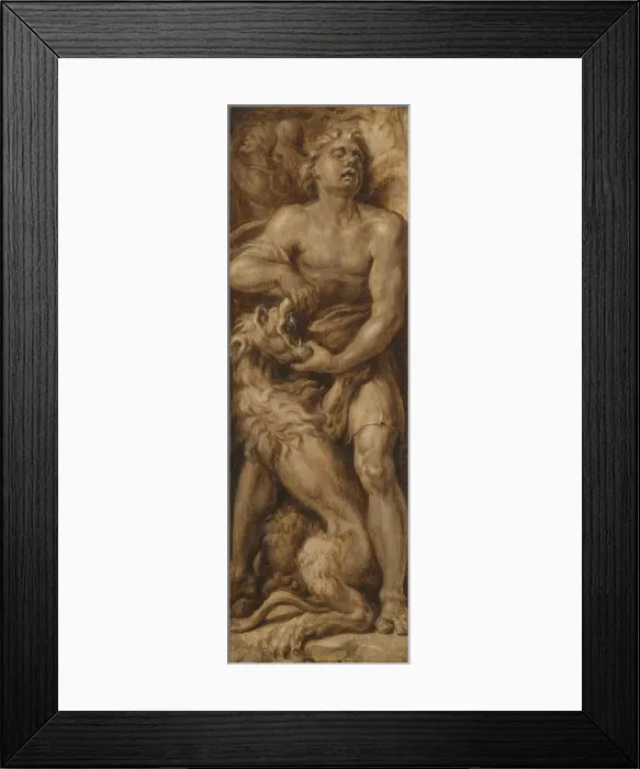 Framed Print : Samson Rending the Lion, c.1550-c.1560. Creator: Maerten van Heemskerck Framed Print : Samson Rending the Lion, c.1550-c.1560. Creator: Maerten van Heemskerck