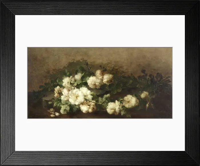 Framed Print : Still life with guitar and roses, 1880-1896. Creator: Marguerite Roosenboom Framed Print : Still life with guitar and roses, 1880-1896. Creator: Marguerite Roosenboom