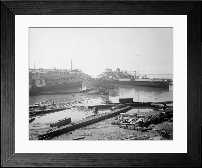 Framed Print : Old boats beached to rot away, New York City, between 1900 and 1910. Creator: Unknown Framed Print : Old boats beached to rot away, New York City, between 1900 and 1910. Creator: Unknown