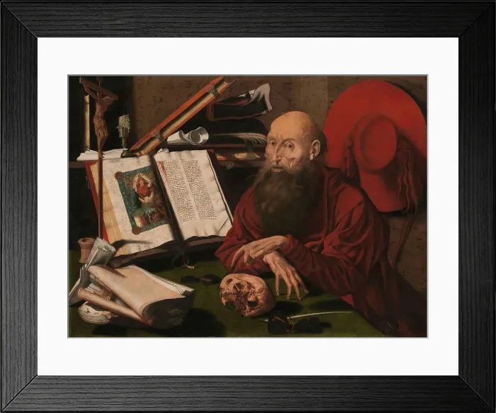 Framed Print : St Jerome in his study, c.1535-c.1545. Creator: Marinus van Reymerswaele Framed Print : St Jerome in his study, c.1535-c.1545. Creator: Marinus van Reymerswaele