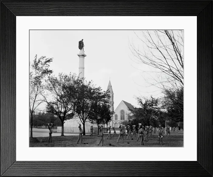 Framed Print : Military exercises in Marion Square, Charleston, S.C. c1907. Creator: Unknown Framed Print : Military exercises in Marion Square, Charleston, S.C. c1907. Creator: Unknown