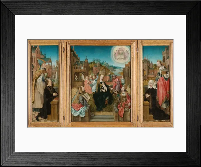 Framed Print : Triptych with Virgin and Child with Saints (center), male Donor with Saint Martin (left, inner wing) Creator: Master of Delft Framed Print : Triptych with Virgin and Child with Saints (center), male Donor with Saint Martin (left, inner wing) Creator: Master of Delft