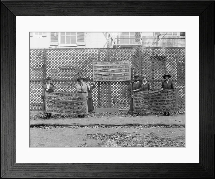 Framed Print : Woman Suffrage - Pickets, 1917. Creator: Harris & Ewing. Woman Suffrage - Pickets, 1917. Creator: Harris & Ewing Framed Print : Woman Suffrage - Pickets, 1917. Creator: Harris & Ewing. Woman Suffrage - Pickets, 1917. Creator: Harris & Ewing