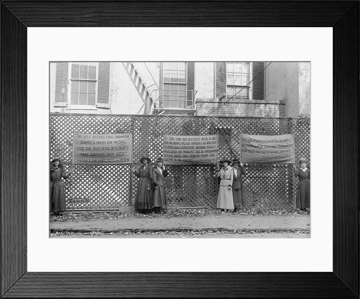 Framed Print : Woman Suffrage - Pickets, 1917. Creator: Harris & Ewing. Woman Suffrage - Pickets, 1917. Creator: Harris & Ewing Framed Print : Woman Suffrage - Pickets, 1917. Creator: Harris & Ewing. Woman Suffrage - Pickets, 1917. Creator: Harris & Ewing